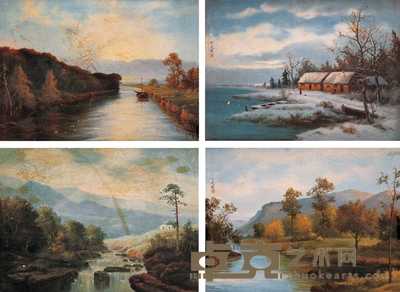 丁光燮 四季风景（四幅） 38.2×49.6cm×4